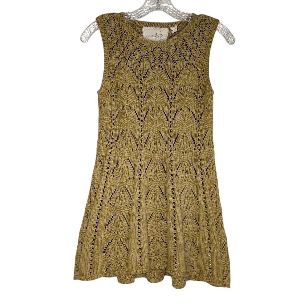 Anthropologie Angel of the North Sleeveless Sweater Tunic in mustard, size XS